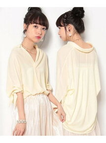 【SALE／47%OFF】ROPE' PICNIC 【HIRARI COLLECTION】ヒラリボンシャツ ロペピクニック シャツ/ブラウス 長袖シャツ イエロー カーキ ブルー ネイビー ピンク ホワイト