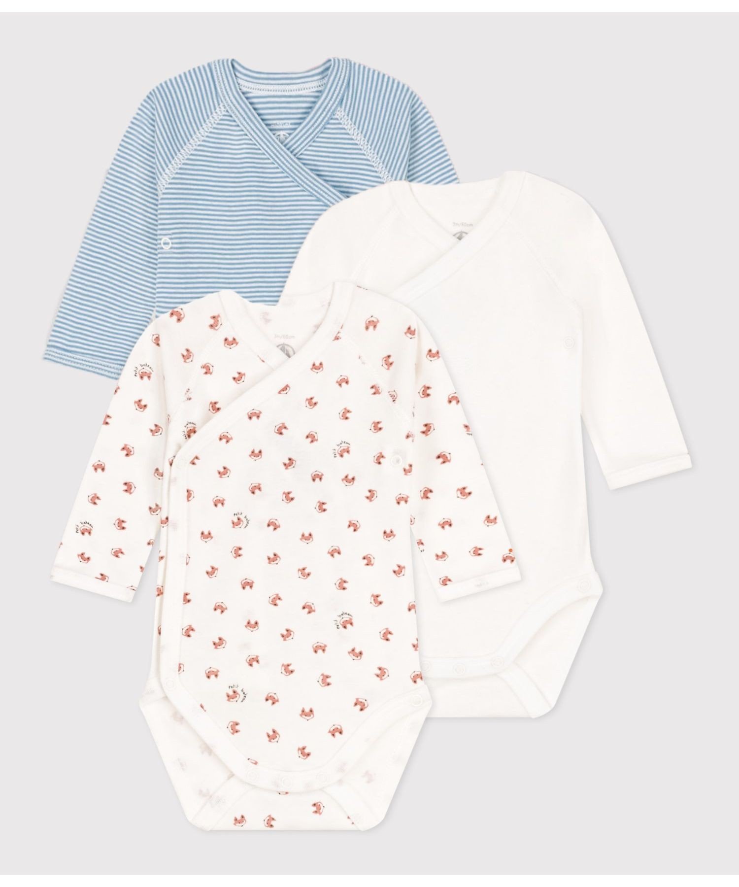 【SALE／10%OFF】PETIT BATEAU 長袖あわせボディ3枚組 プチバトー マタニティウェア・ベビー用品 ベビー肌着・新生児服【送料無料】