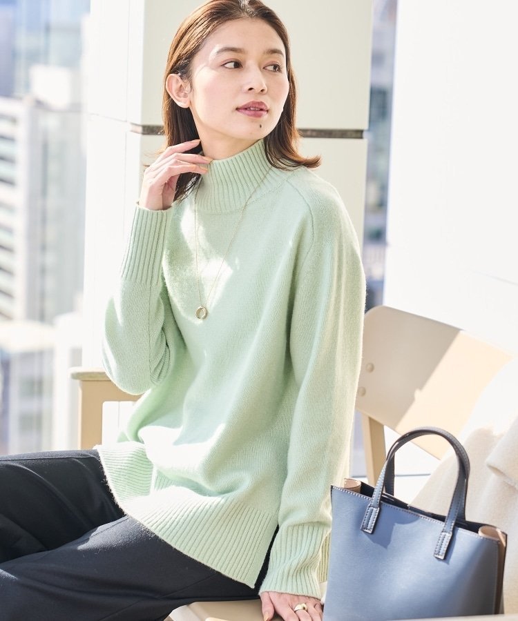 楽天Rakuten Fashion【SALE／50％OFF】UNTITLED 【人気ニット/一部カラー追加】ラムウールカシミヤ ハイネックニット アンタイトル トップス ニット グリーン ベージュ パープル グレー【送料無料】