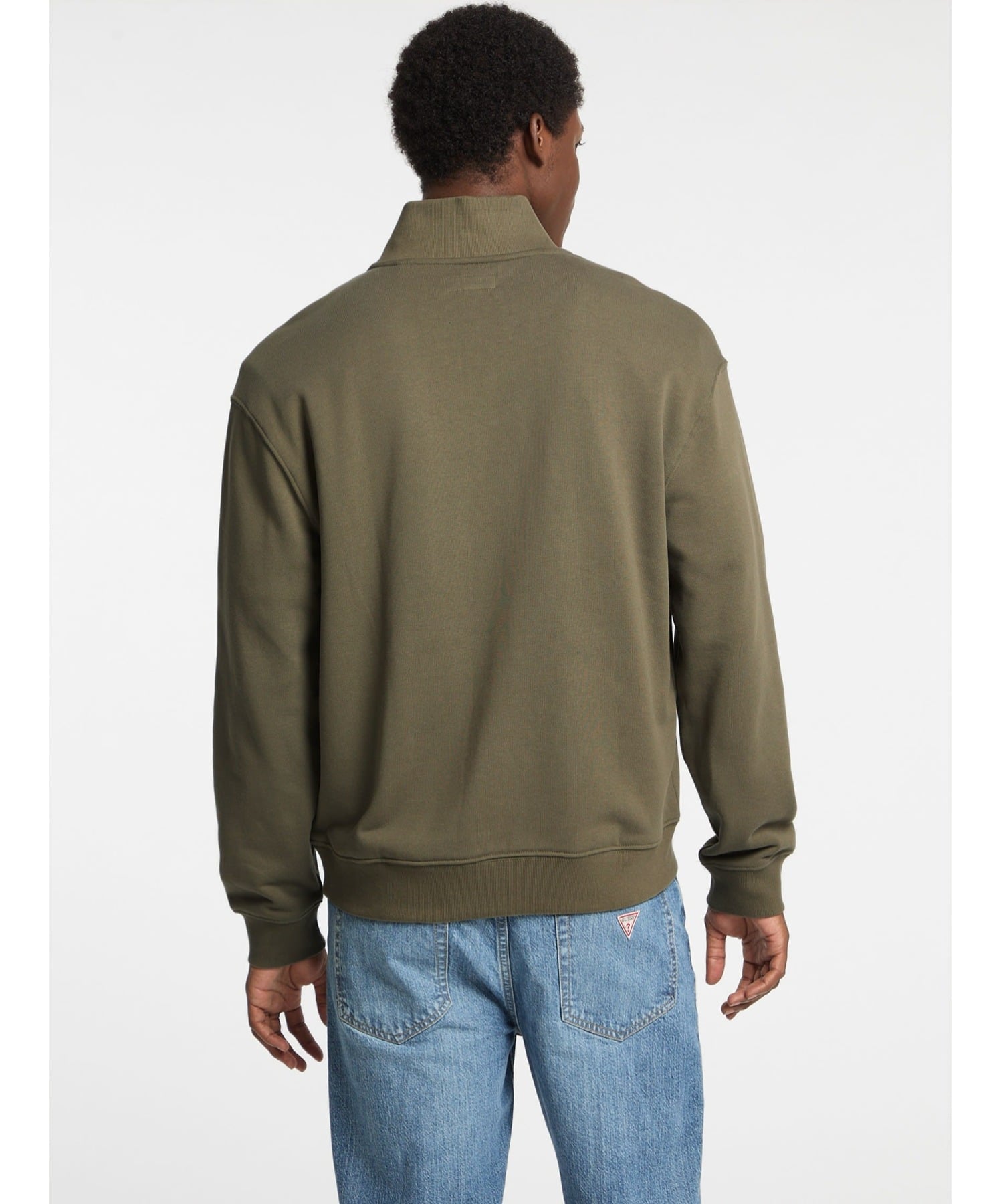 GUESS JEANS スウェット(M)Half-Zip Logo Sweater ゲス トップス スウェット・トレーナー グレー カーキグリーン