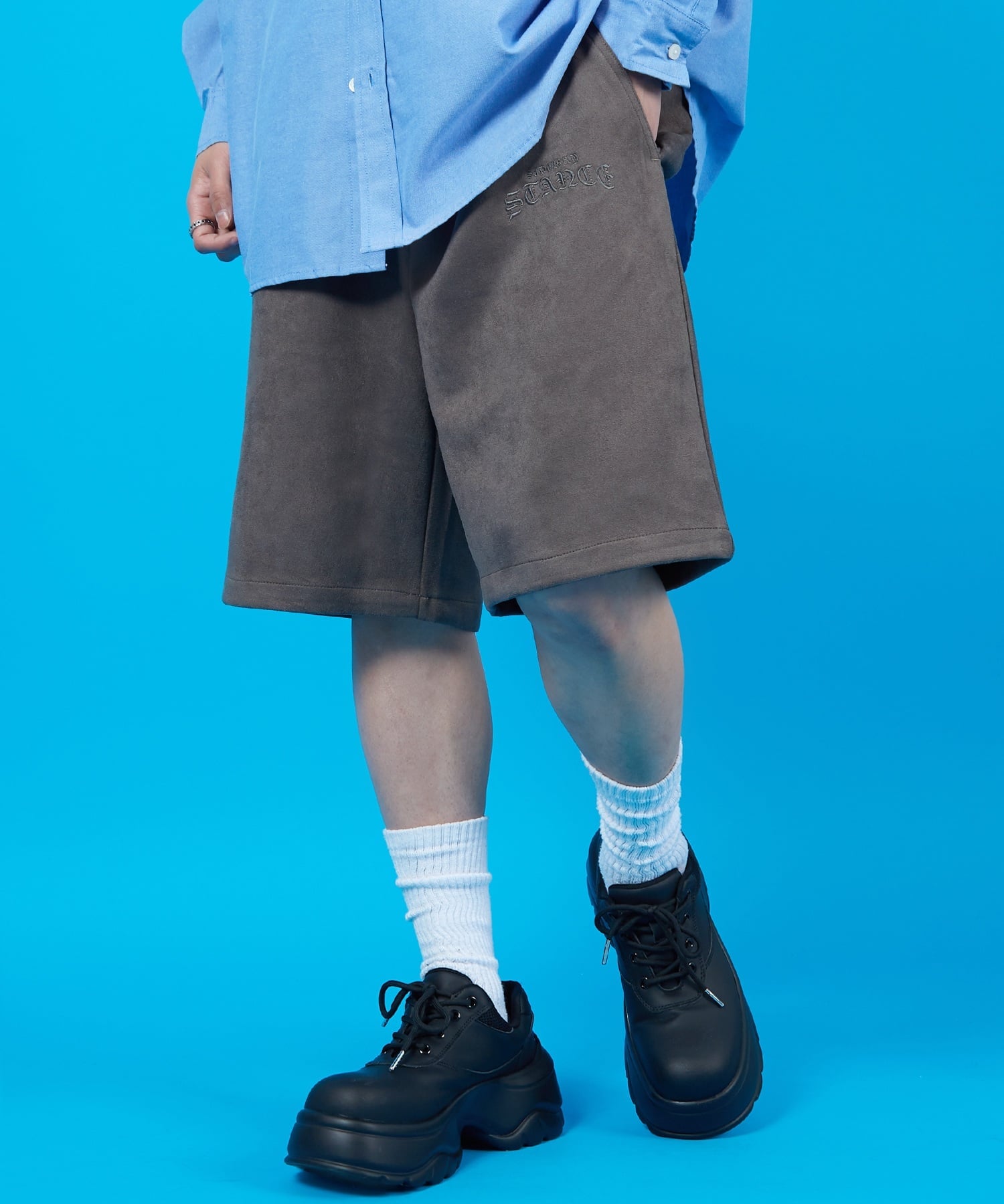 【SALE／50%OFF】SIDEWAY STANCE SIDEWAY STANCE サイドウェイスタンス スエードポンチ ショートパンツ インプローブス パンツ ジャージ・スウェットパンツ ピンク グレー ベージュ