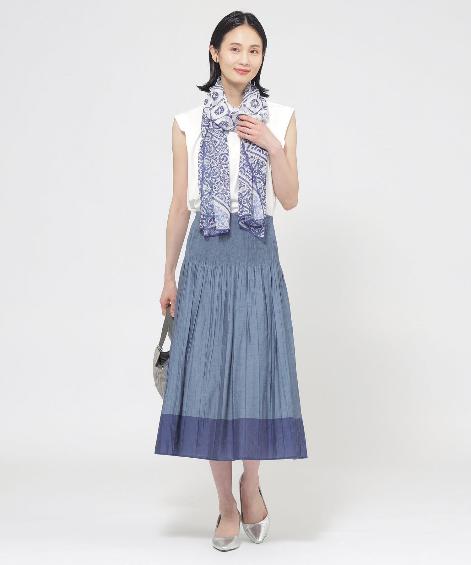 【SALE／24%OFF】TRANS WORK 【L】【ウォッシャブル】リバーシブルスカート サンヨー エルサイズ スカート ロング・マキシスカート ブルー ベージュ【送料無料】