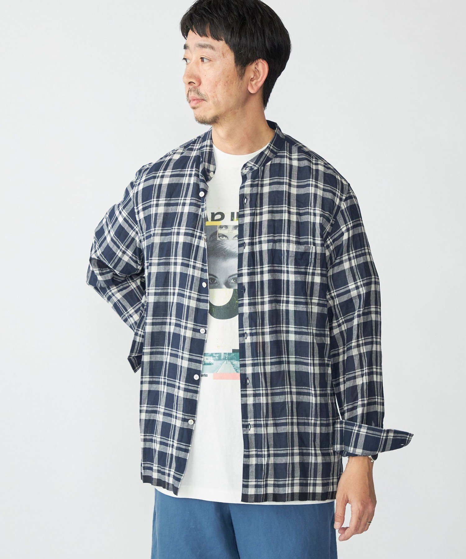 【SALE／40%OFF】SHIPS MEN SHIPS: インディア バンドカラー ロングスリーブ シャツ シップス トップス..