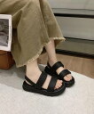 【SALE/20%OFF】aimoha - select - 【shoes 365】トリプルストラップ厚底サンダル アイモハ シューズ・靴 サンダル ブラック ...