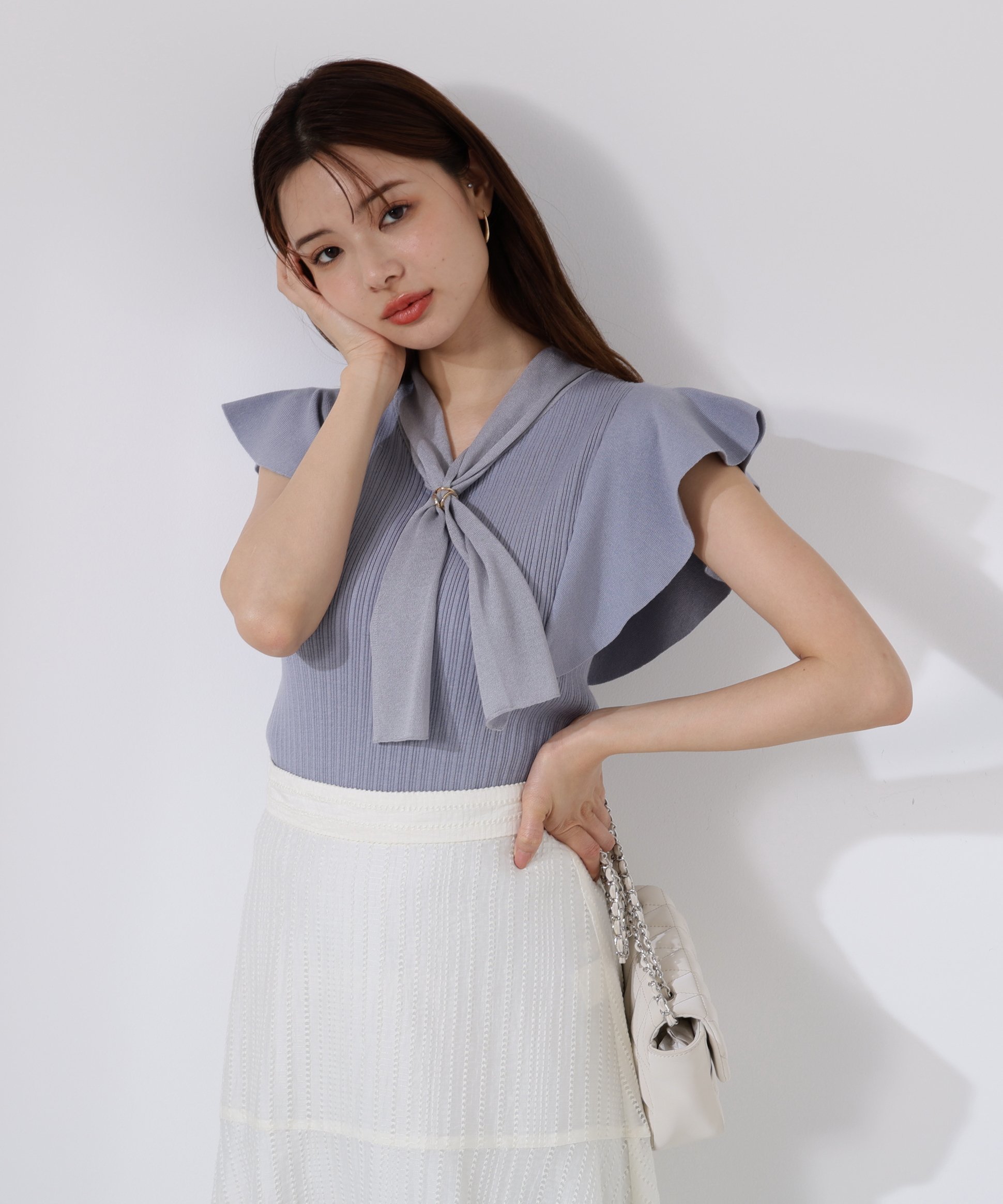 【SALE／30%OFF】PROPORTION BODY DRESSING 2wayタイ付きニット プロポーションボディドレッシング トップス ニット ホワイト ブラウン ブルー ブラック【送料無料】のサムネイル