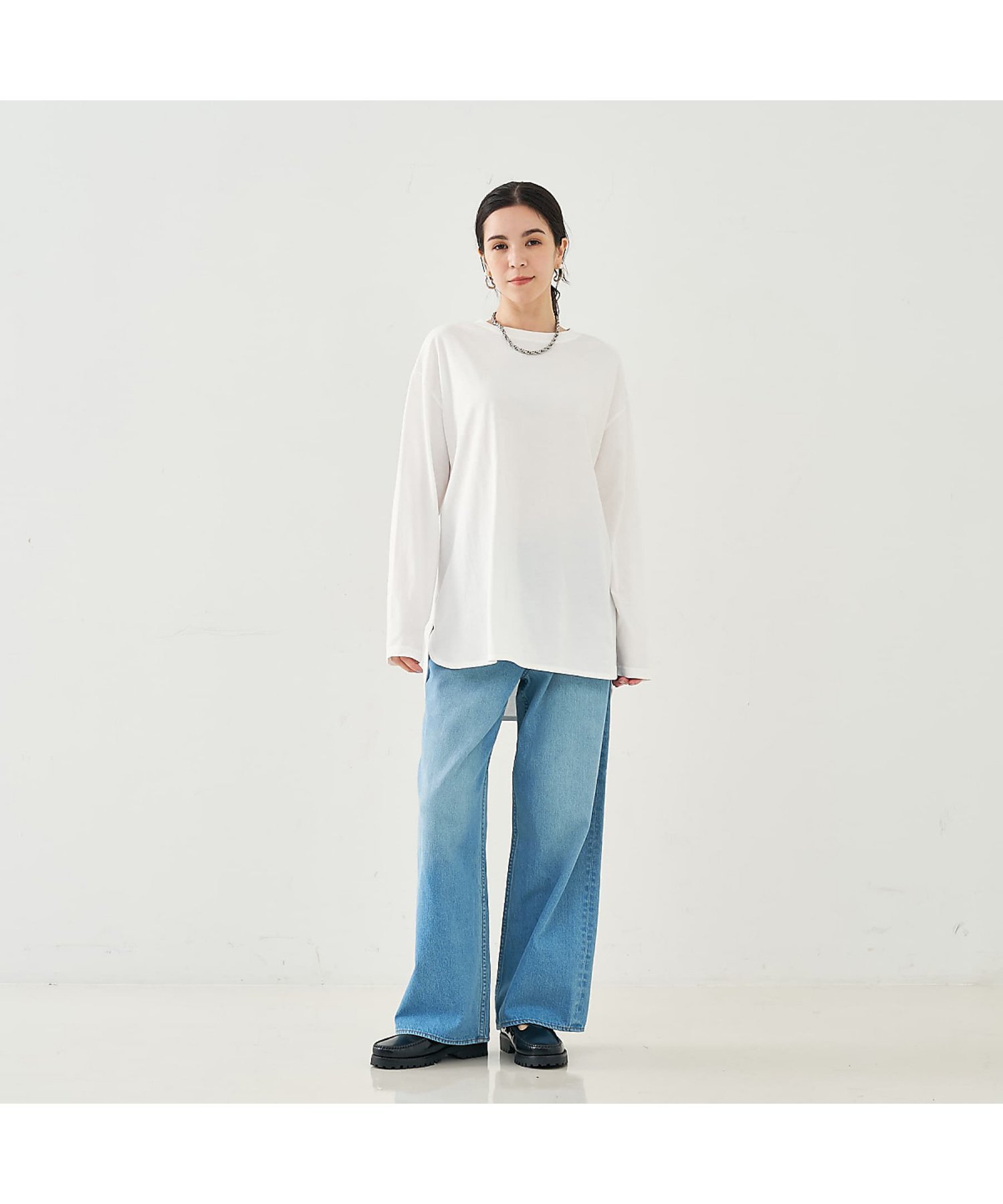 バックボタンカットプルオーバー コレックス トップス カットソー・Tシャツ ホワイト ブラック