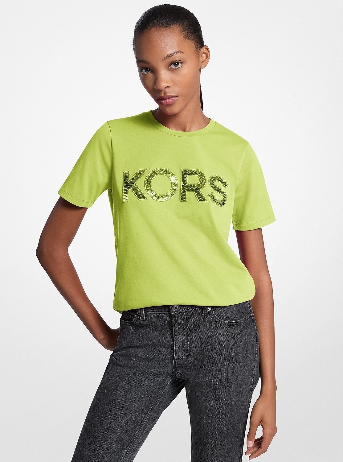 【SALE／75%OFF】MICHAEL KORS KORS シークイン クラシック Tシャツ マイケルコース マイケル・コース トップス カットソー・Tシャツ グリーン【送料無料】