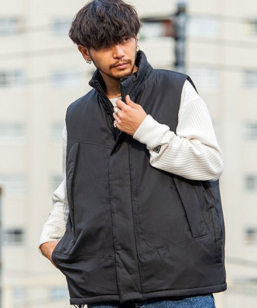CavariA ハッピー中綿ベスト ダウンベスト シルバーバレット トップス ベスト・ジレ カーキグリーン ブラック ベージュ