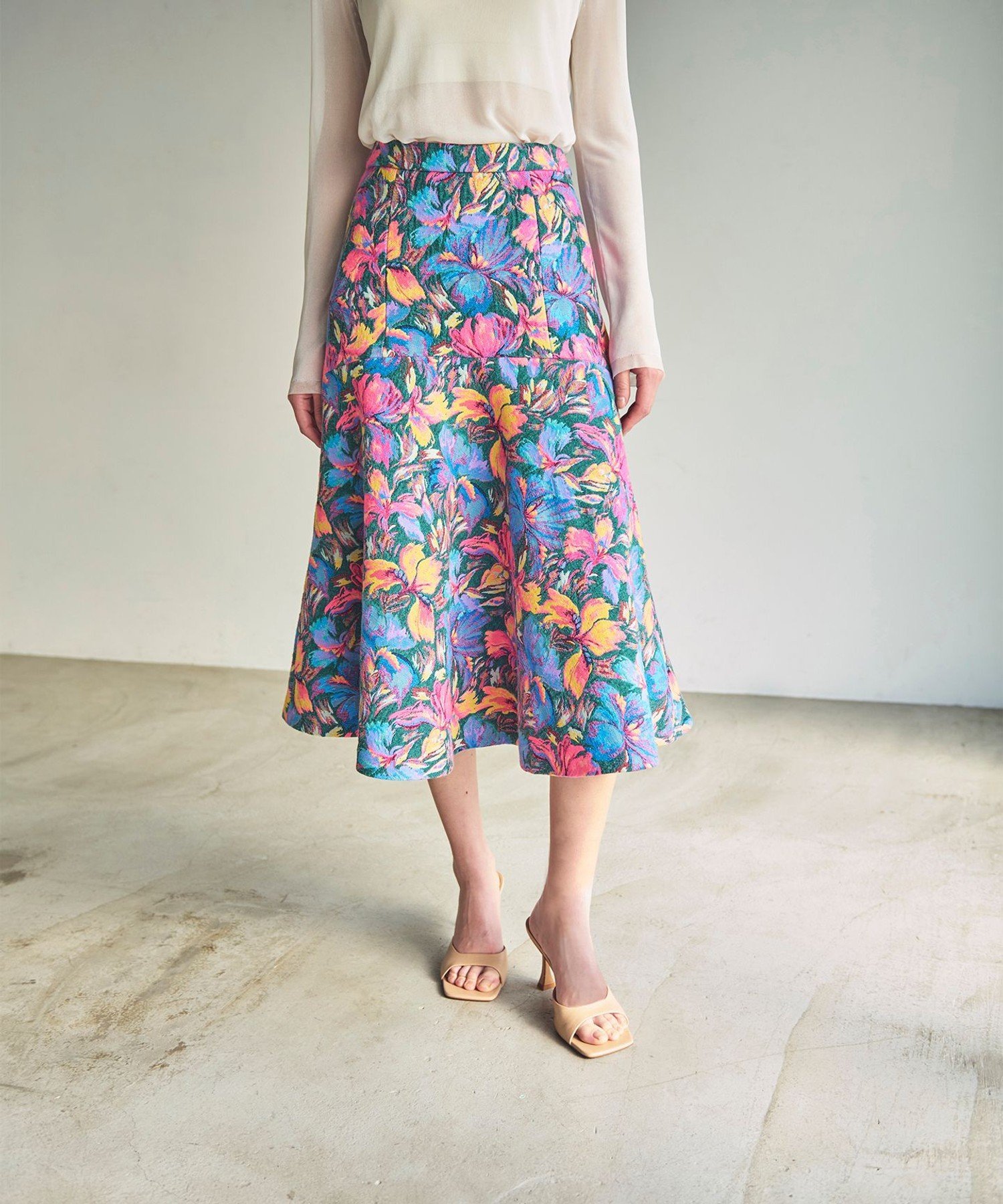 【SALE/30%OFF】GRACE CONTINENTAL フラワージャガードフレアスカート グレースコンチネンタル スカート ロング・マキシスカート ブルー イエロー【送料無料】