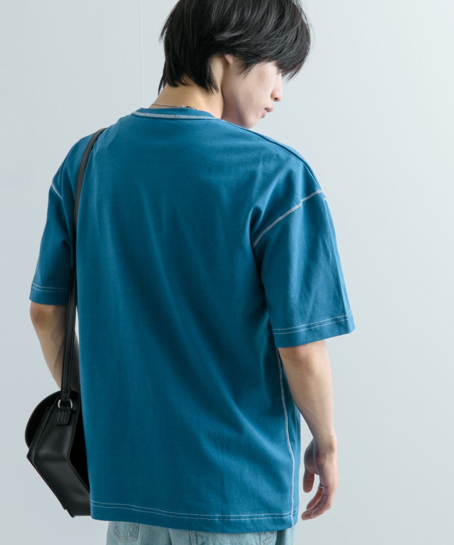 SENSE OF PLACE 『ユニセックス』ハイショクステッチデザインT(5分袖) センス オブ プレイス トップス カットソー・Tシャツ ブルー ブラック ホワイト グリーン