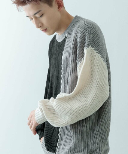 【SALE/50%OFF】URBAN RESEARCH ITEMS ブランケットステッチ パッチワークニット アーバンリサーチアイテムズ トップス ニット ブラック ホワイト 【SALE/50%OFF】URBAN RESEARCH ITEMS ブランケットステッチ パッチワークニット アーバンリサーチアイテムズ トップス ニット ブラック ホワイト