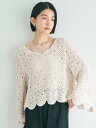 【SALE/66%OFF】coca フレアスリーブクロシェトップス コカ トップス ニット ホワイト