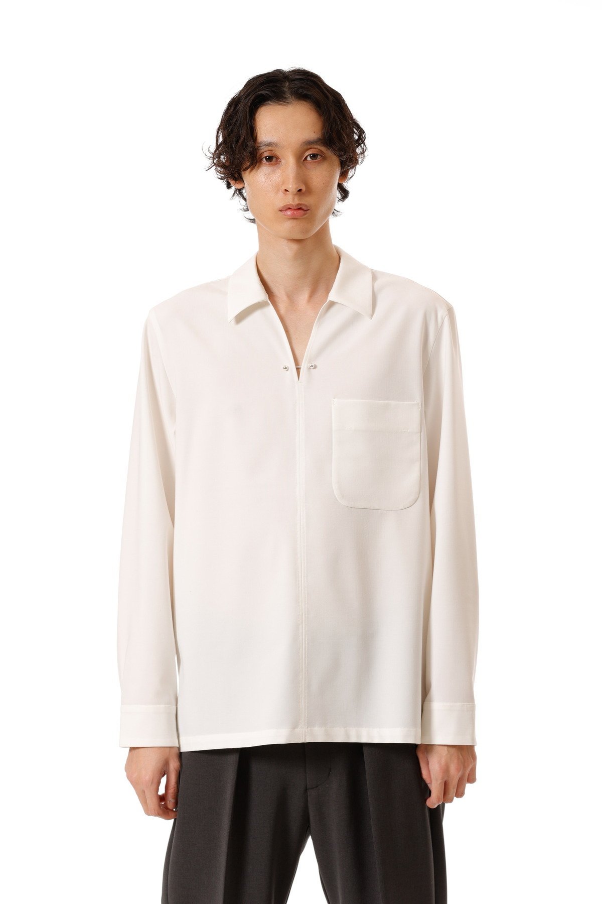 【SALE／40%OFF】ATTACHMENT ポリエステル/レーヨンストレッチトロピカル スキッパー L/Sシャツ アタッチメント トップス シャツ・ブラウス グリーン ブラック グレー ホワイト【送料無料】