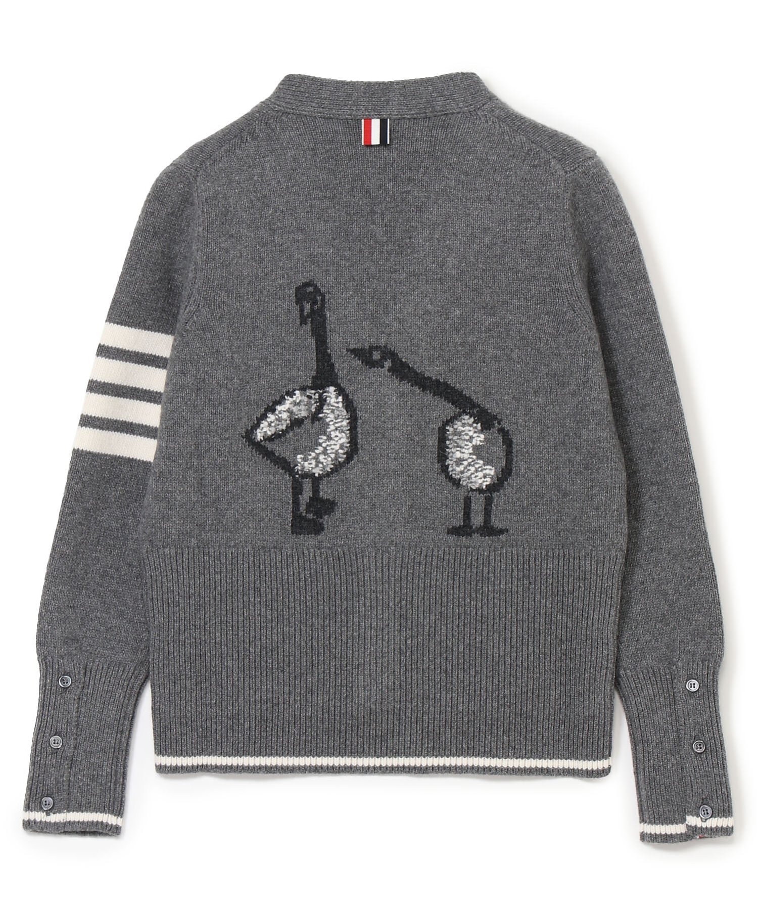 THOM BROWNE GEESE INTARSIA BOXY V NECK CARDIGAN トムブラウン トップス カーディガン グレー【送料無料】