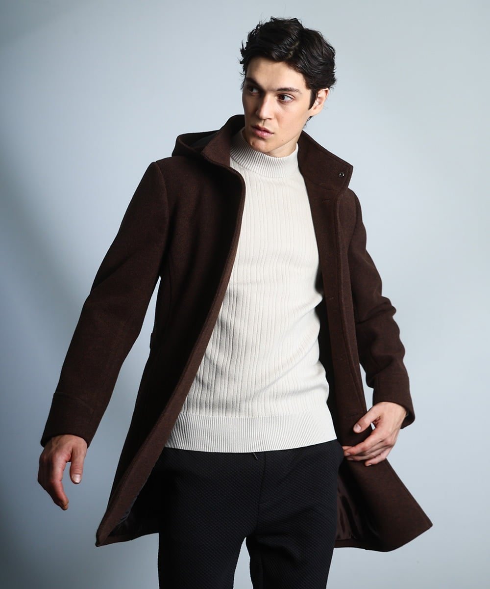 MK MICHEL KLEIN homme 【4サイズ展開/フード着脱/ストレッチ】フード付きコート/RETECメルトン ミッシェルクランオム ジャケット・アウ...