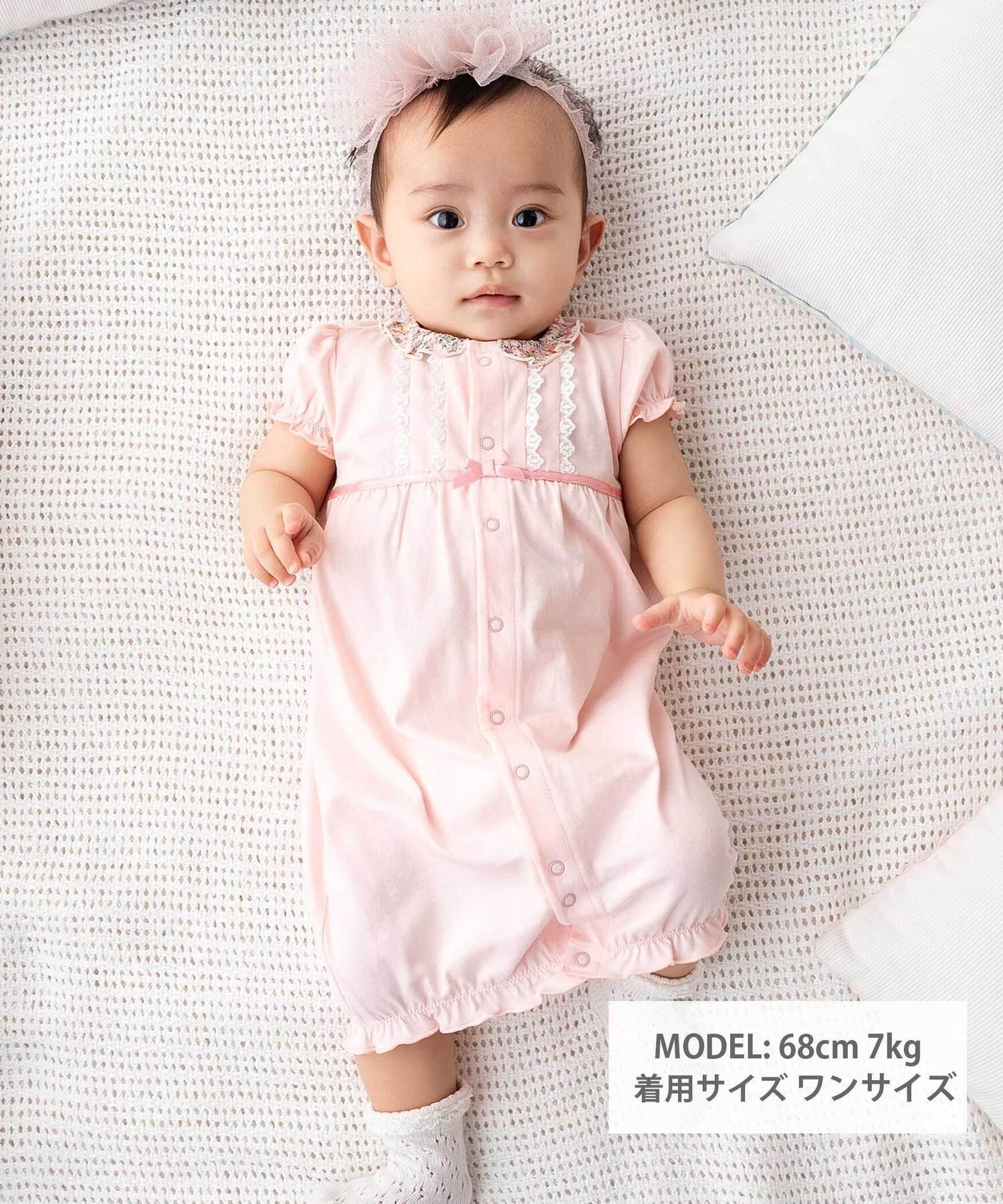 fillot de bebe reduction 【お揃い】リバティプリント半袖2WAYオール(50~75cm) ベ...