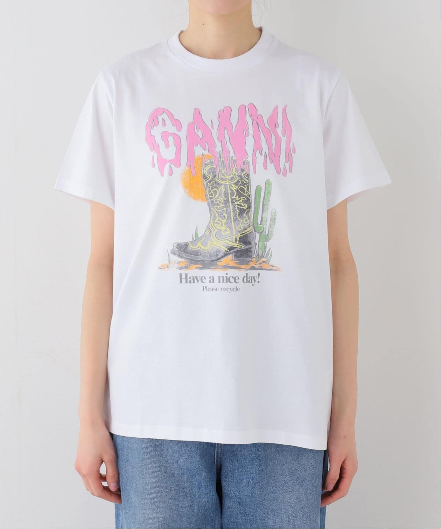 U by SPICK&SPAN GANNI / ガニー Basic Cotton Jersey T-shirt Boots ユーバイスピックアンドスパン トップス カットソー・Tシャツ ホワイト【送料無料】