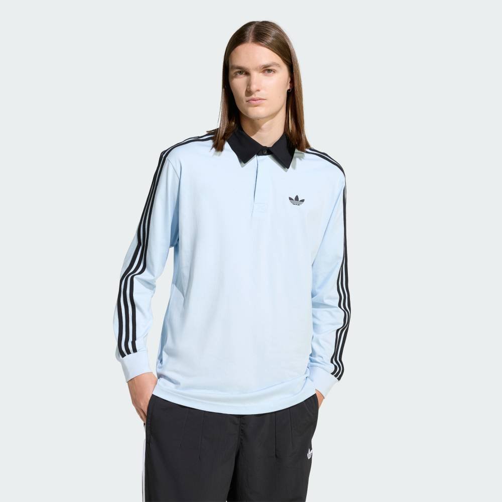 【SALE／20%OFF】adidas 【公式】アディダス adidas 返品可 スリーストライプス ラグビー 長袖ポロシャツ アディダス トップス ポロシャツ ブルー【送料無料】