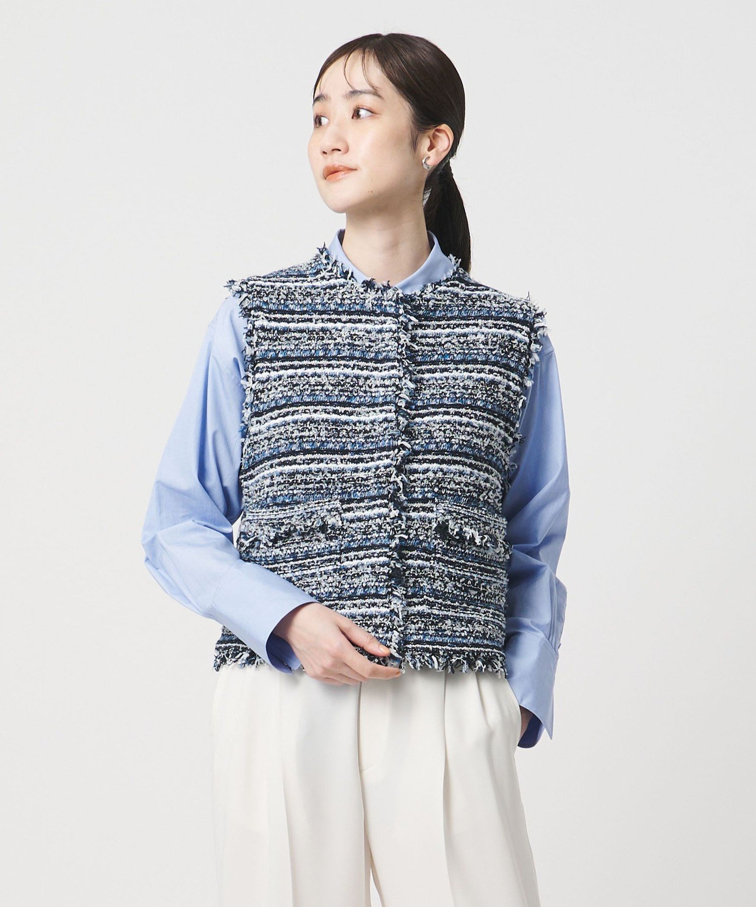 【SALE／30%OFF】UNITED ARROWS カラーミックス ツイードライク ベスト ユナイテッドアローズ アウトレット トップス ベスト・ジレ ネイビー ピンク【送料無料】