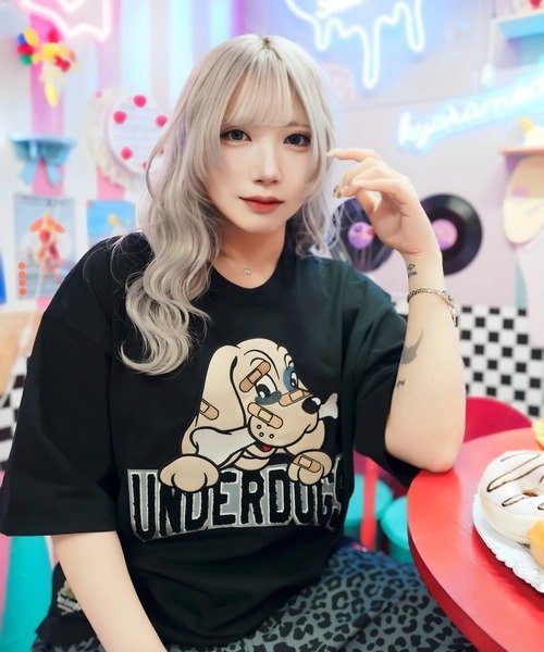【GALFY×GALLIS ADDICTION】別注わんわん大学SS Tee(MENS/WOMENS) ジャックローズ トップス カットソー・Tシャツ ピンク ブラック ホワイト