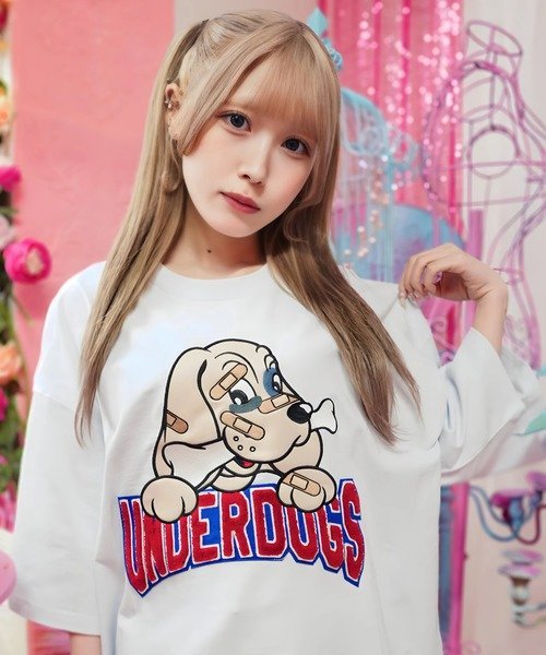 【GALFY×GALLIS ADDICTION】別注わんわん大学SS Tee(MENS/WOMENS) ジャックローズ トップス カットソー・Tシャツ ピンク ブラック ホワイト