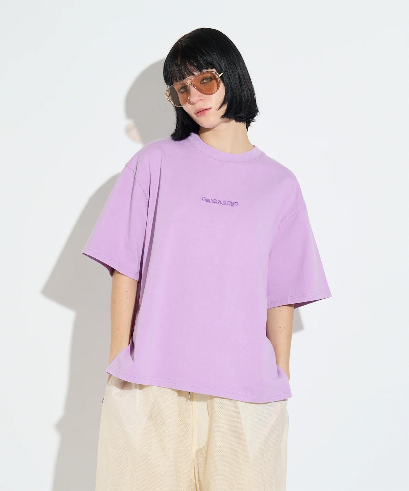 ROYAL FLASH ANNA SUI NYC/アナ スイ エヌワイシー/ラメロゴTシャツ ロイヤルフラッシュ トップス カットソー・Tシャツ グリーン ブラック パープル