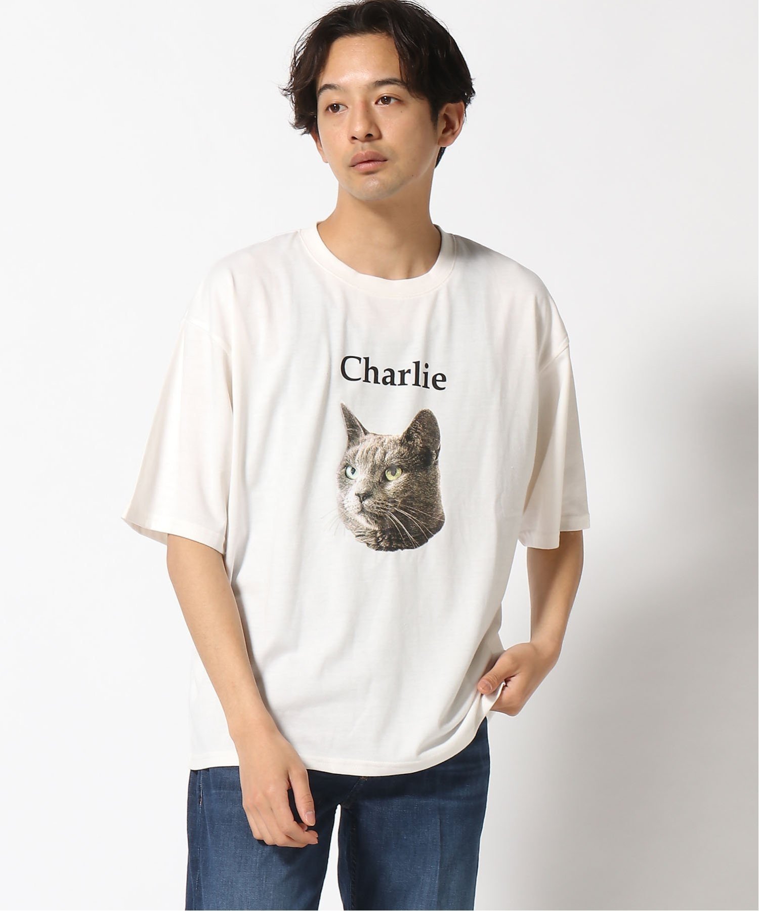 【SALE／60%OFF】CORISCO CORISCO/(M)動物プリント半袖BIG TEE サンコーバザール トップス カットソー・Tシャツ ホワイト グレー ブラックのサムネイル