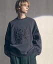 MAISON SPECIAL Flower Embroidery Heavy-Weight Pigment Sweat Prime-Over Crew Neck Pullover メゾンスペシャル トップス スウェット・トレーナー グレー ホワイト【送料無料】