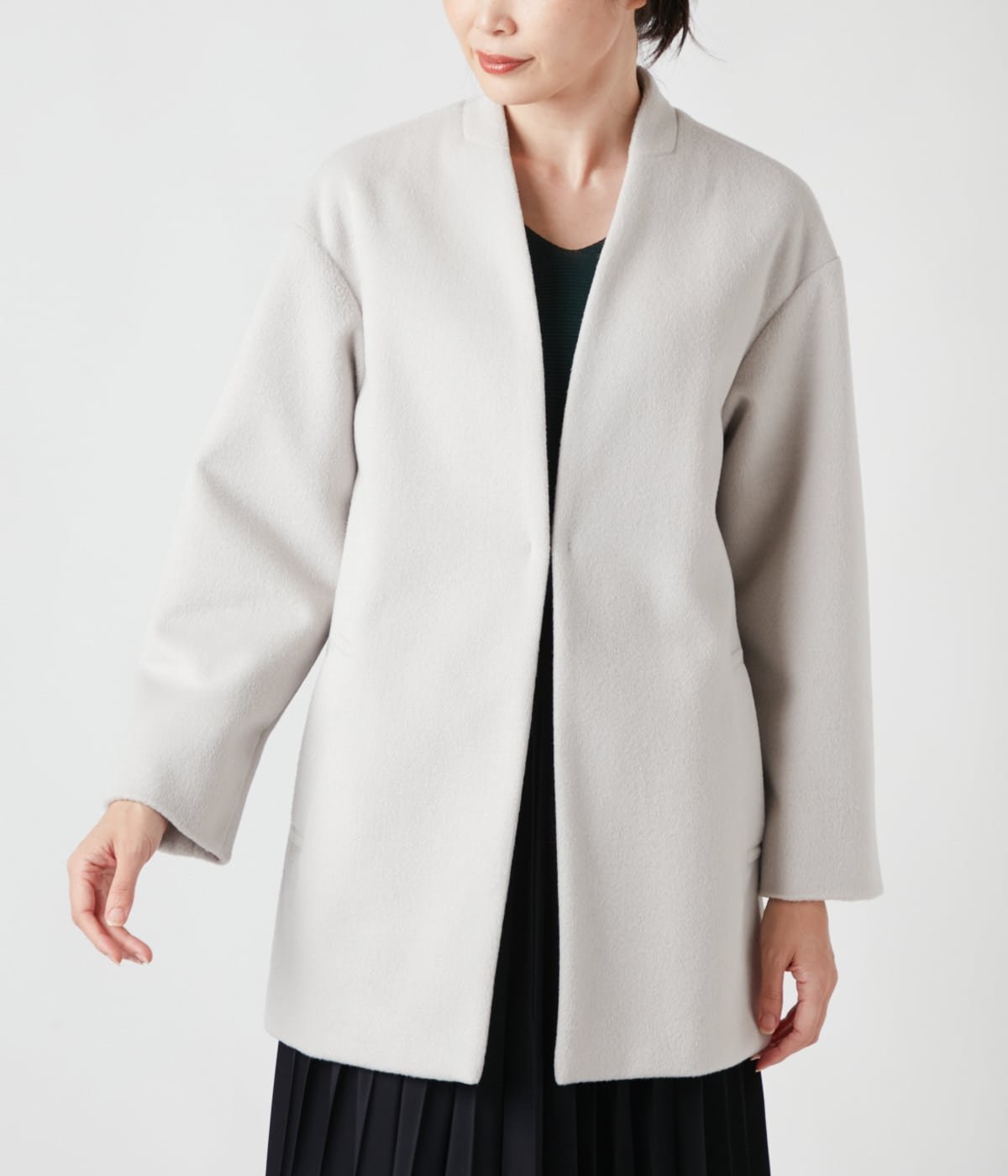 NEWYORKER WOMEN L-SIZE 【L】ソフトビーバー コーディガン ニューヨーカー エルサイズ ジャケット・アウター その他のジャケット・アウター ホワイト グレー