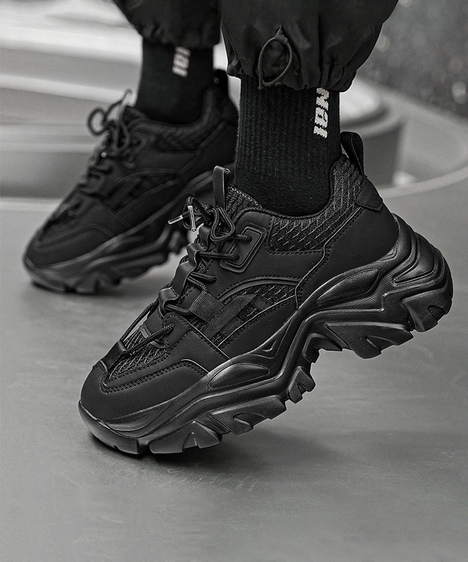 【SALE／10%OFF】aimoha MENS 【SHOES 365】厚底スニーカー アイモハ シューズ・靴 スニーカー ホワイト ブラック【送料無料】