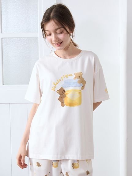 gelato pique はちみつベア柄ワンポイントTシャツ ジェラートピケ インナー・ルームウェア その他のインナー・ルームウェア イエロー ホワイト【送料無料】 3