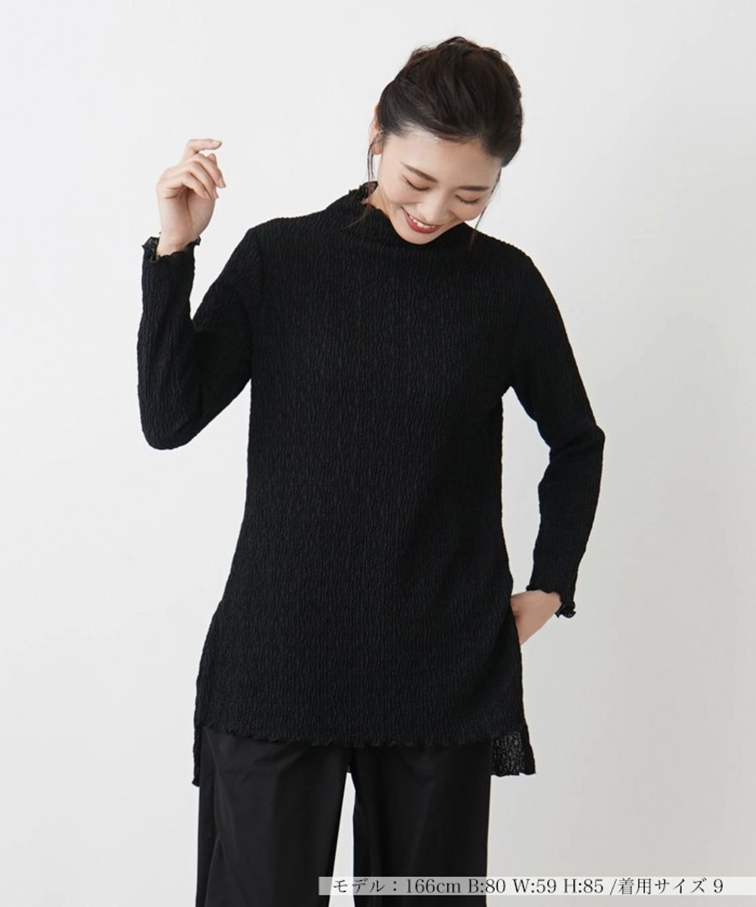 Leilian ハイネックプルオーバー レリアン トップス カットソー・Tシャツ カーキグリーン ブラック