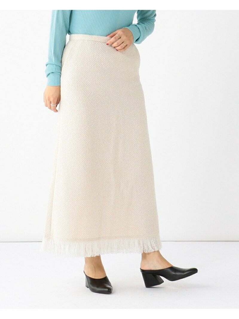 【SALE／80%OFF】Ray BEAMS Ray BEAMS / ツイード フリンジ ロング スカート ビームス アウトレット スカート ロングスカート ブラウン ベージュ イエロー