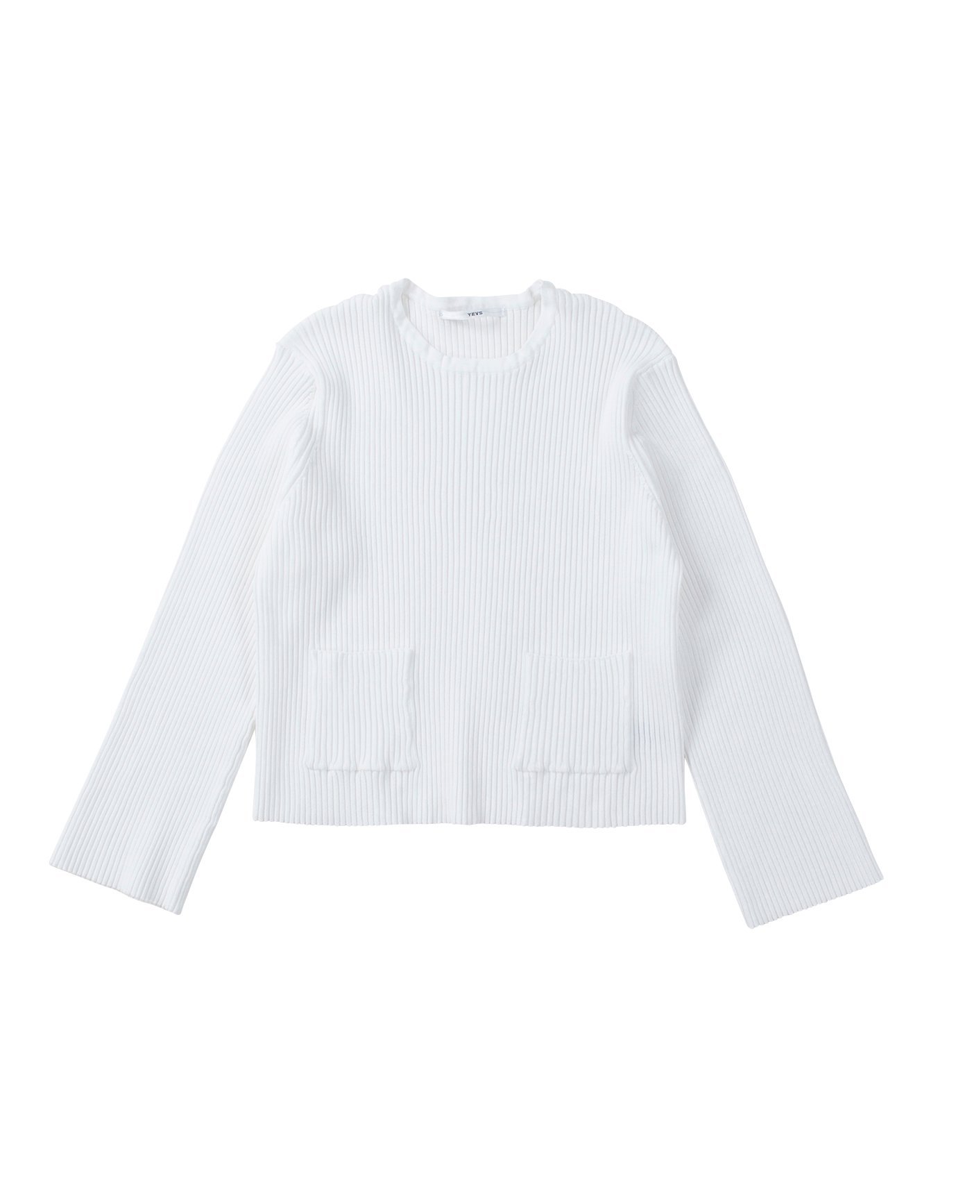 【SALE／50%OFF】YEVS ポケ付き ニットワイドリブプルオーバー イーブス トップス ニット ホワイト ブルー ベージュ グレーのサムネイル