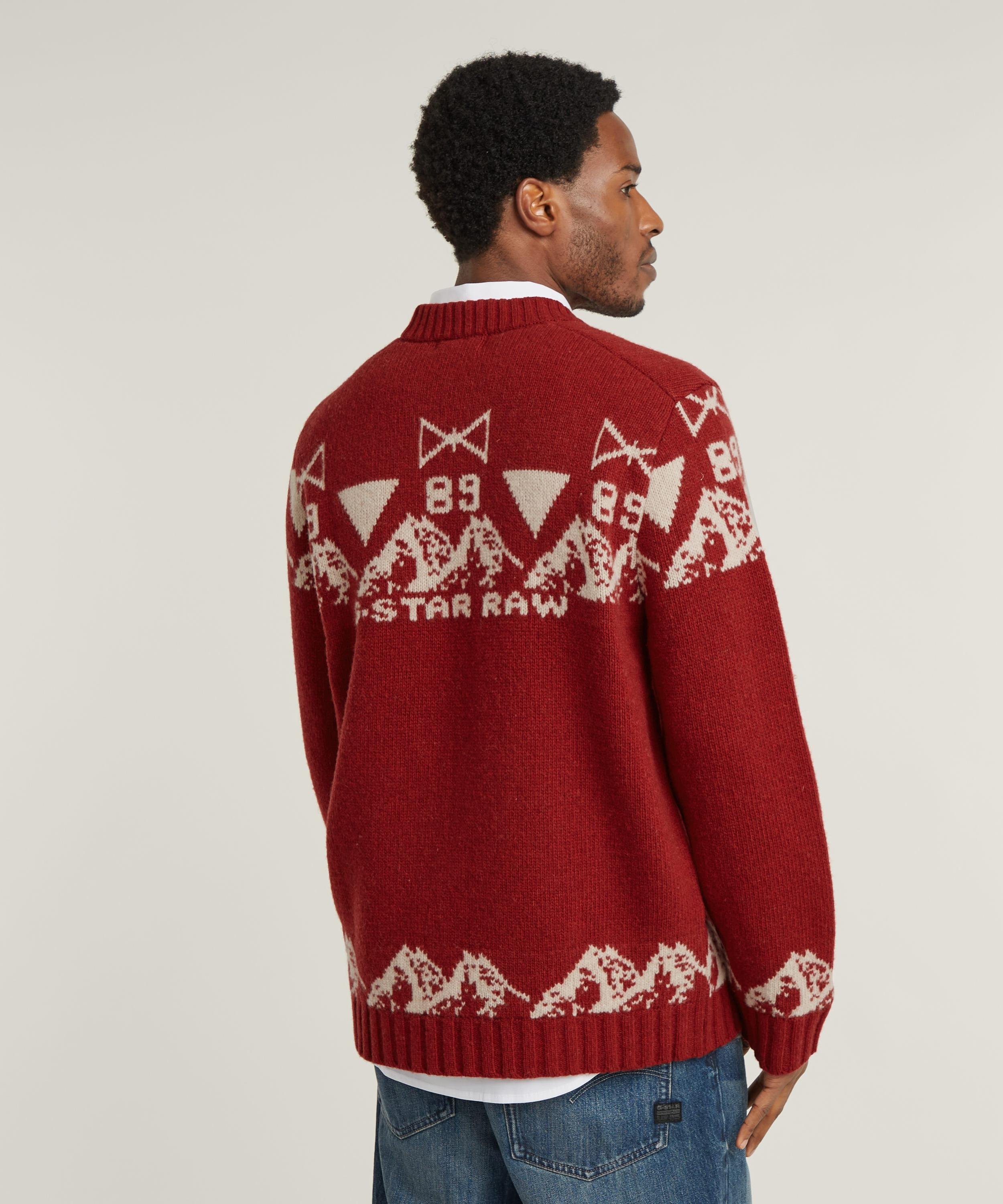 【公式ショップ】UNISEX HOLIDAY KNITTED SWEATER/ロゴグラフィックニットセーター ジースターロゥ トップス ニット レッド