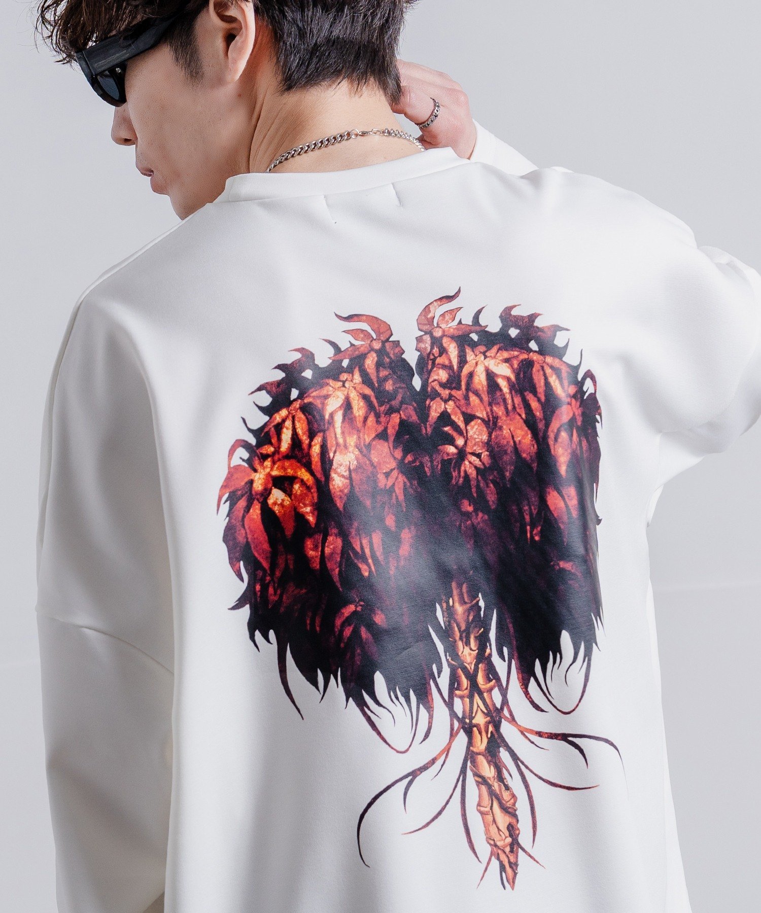 NULL NULL ヌル ドルマンスリーブ バックプリント ポンチ カットソー インプローブス トップス カットソー・Tシャツ ホワイト ブラック