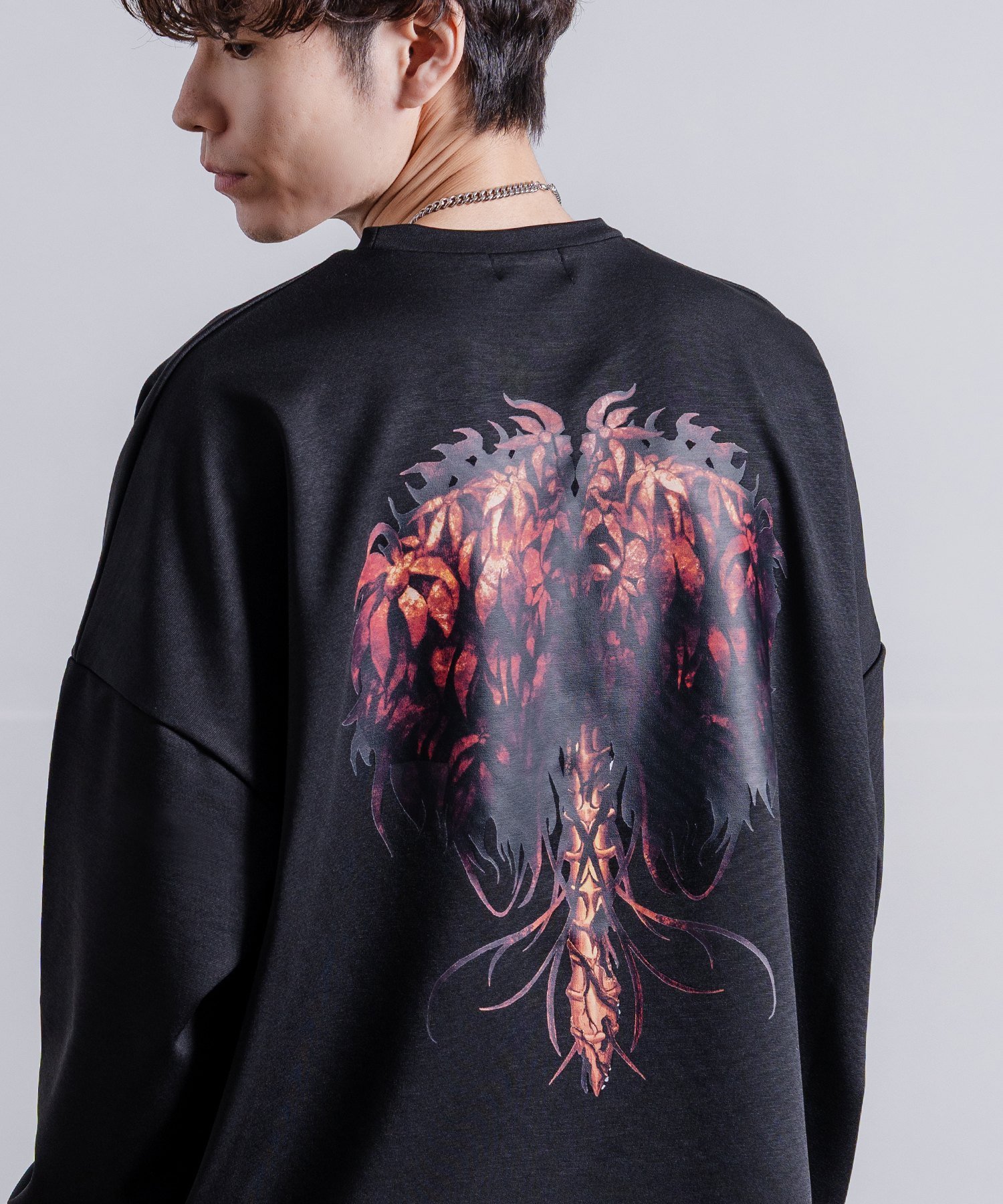 NULL NULL ヌル ドルマンスリーブ バックプリント ポンチ カットソー インプローブス トップス カットソー・Tシャツ ホワイト ブラック