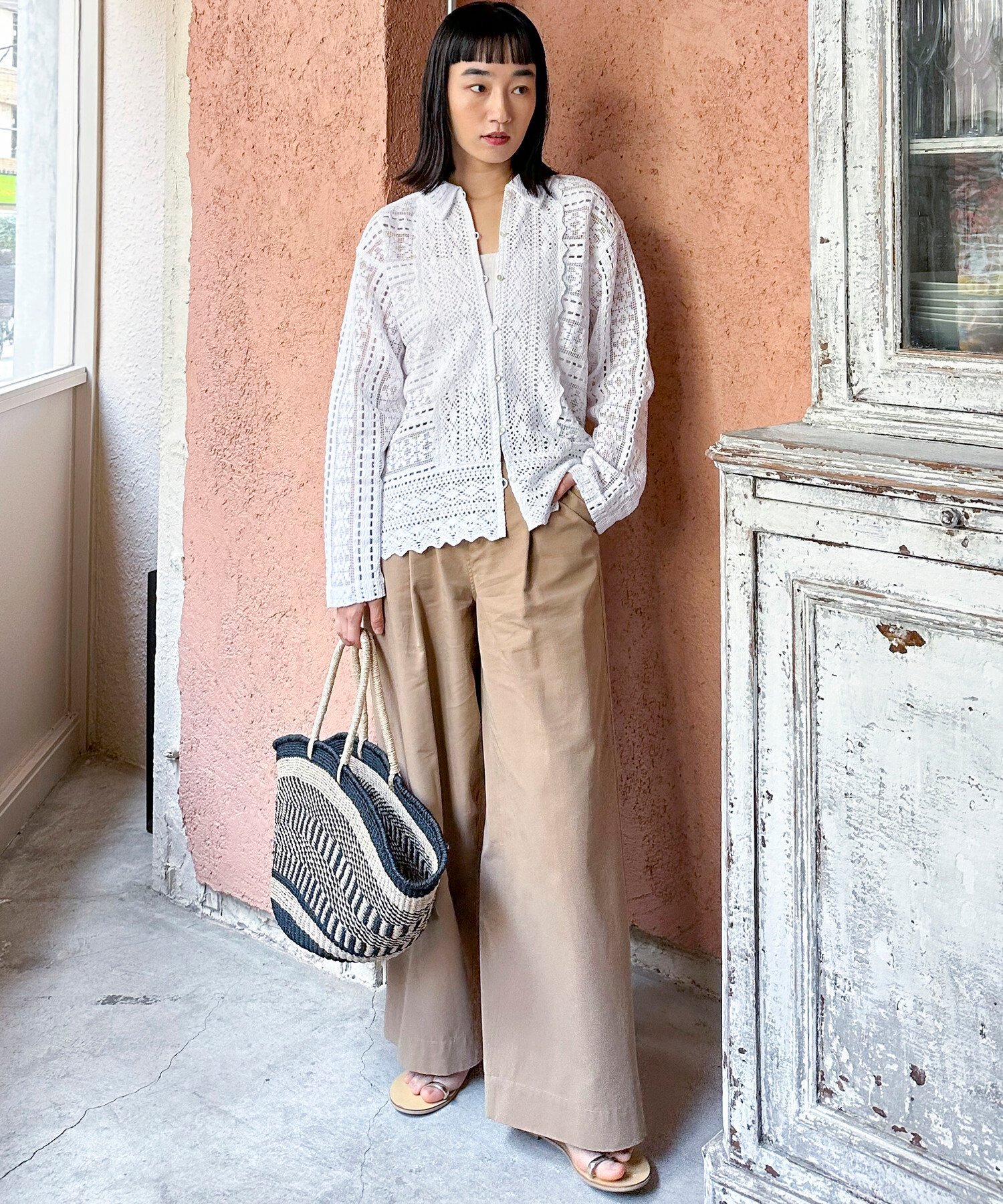 DOUX ARCHIVES 【Sara mallika】COTTON BORDER LACE TOP ドゥアルシーヴ トップス シャツ・ブラウス ブラック ホワイト【送料無料】