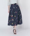 Maglie par ef-de 《プラスサイズ》ボタニカルバレルスカート マーリエ ル カセット スカート ロング・マキシスカート ネイビー【送料無料】
