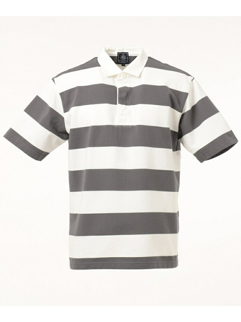 J. Press Short Sleeve Stripe Rugby Shirt KHOVKM0400: Light Grey