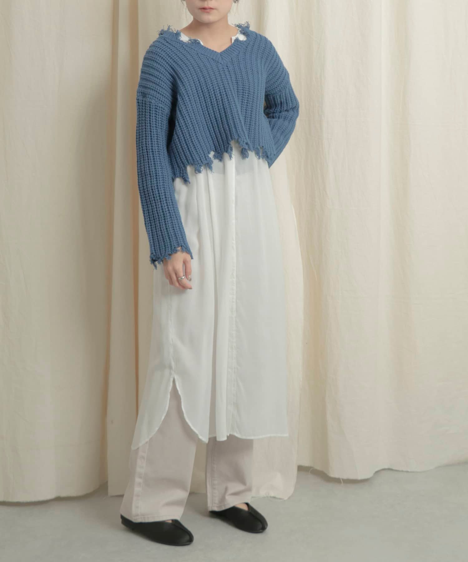 【SALE/73%OFF】SENSE OF PLACE 2WAYダメージショートセーター センス オブ プレイス トップス ニット ブラック レッド グリーン ...