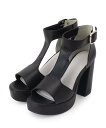 【SALE/30%OFF】ESPERANZA Tストラップスクエアサンダル エスペランサ シューズ・靴 サンダル ブラック ブルー【送料無料】