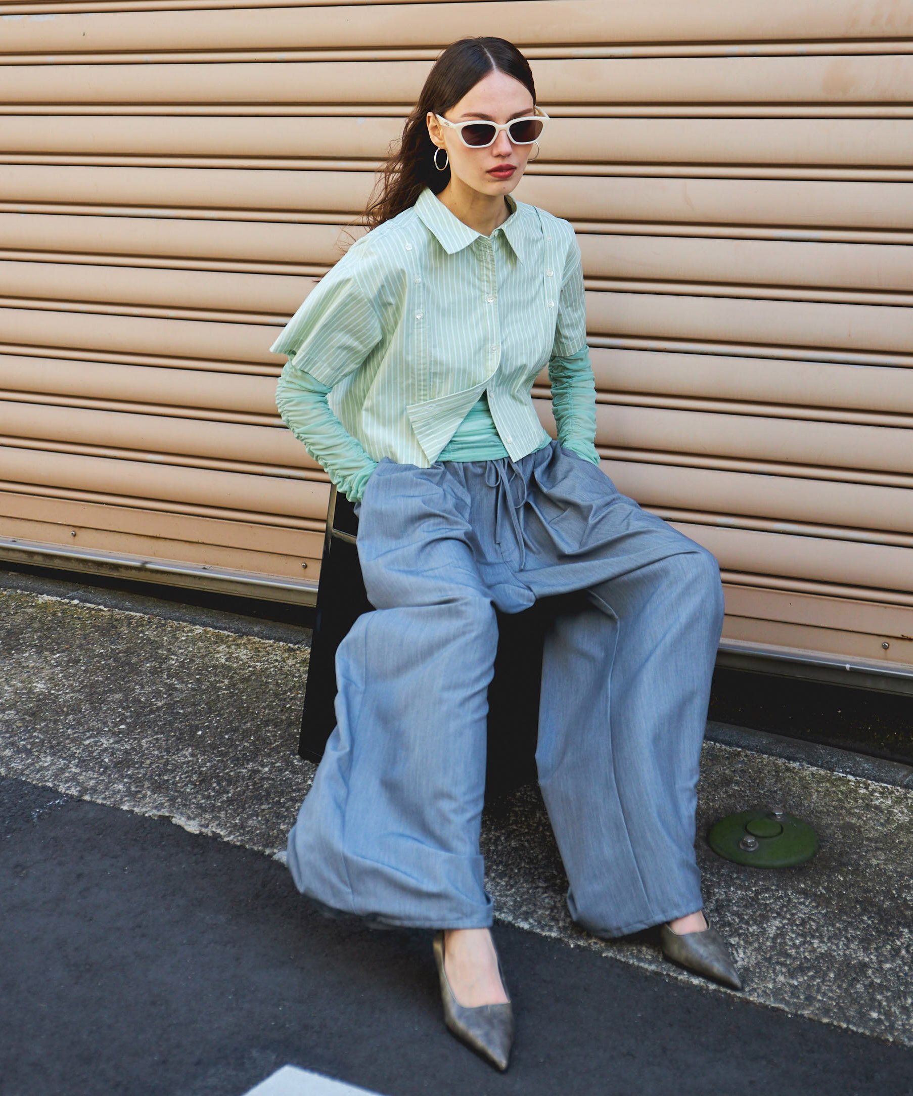 MAISON SPECIAL Drawstring Wide Easy Pants メゾンスペシャル パンツ スラックス・ドレスパンツ ブラック グレー【送料無料】