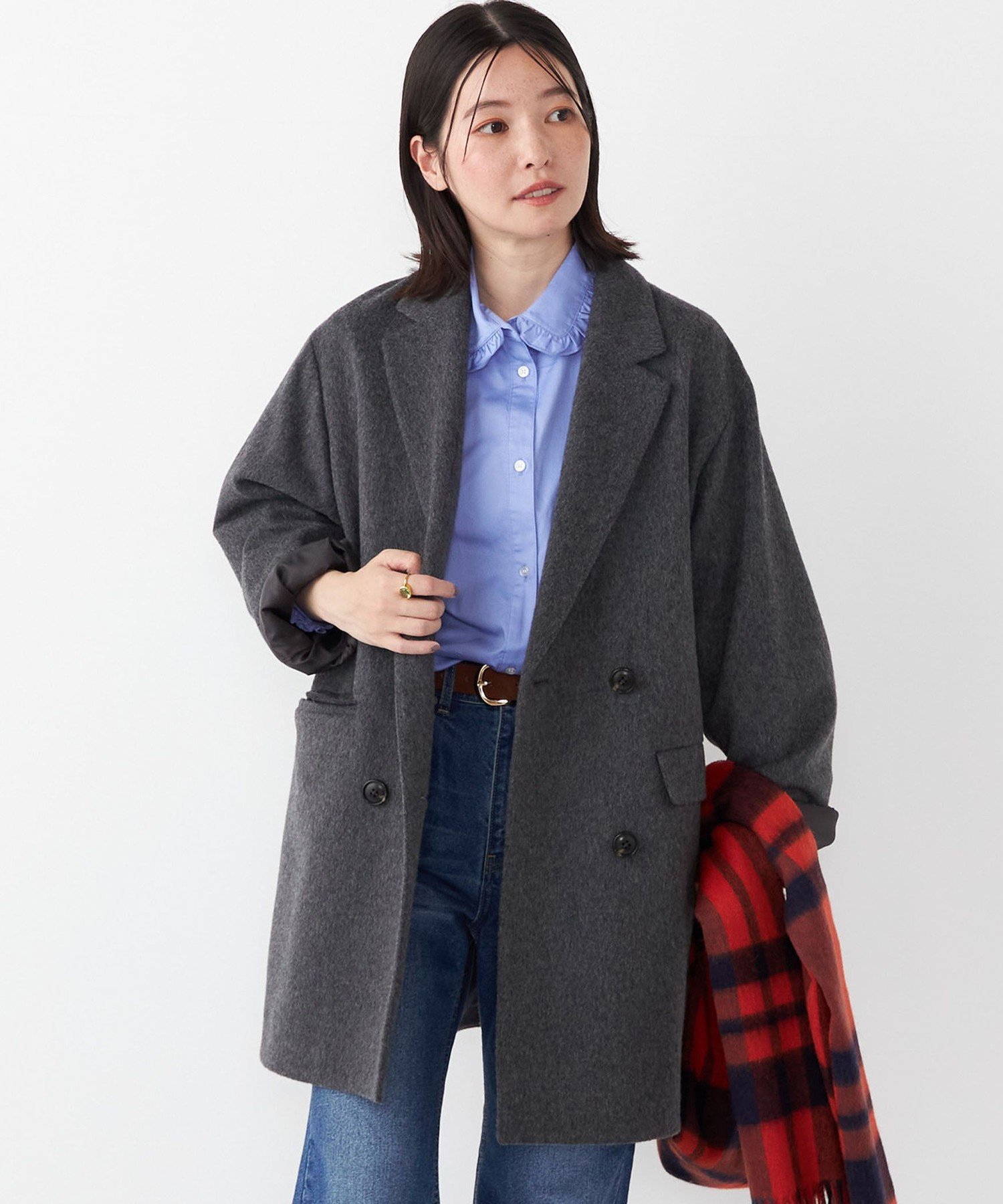 SHIPS Colors SHIPS Colors:SUPER100 テーラード コート◇ シップス ジャケット・アウター チェスターコート ネイビー カーキグリーン【送料無料】のサムネイル