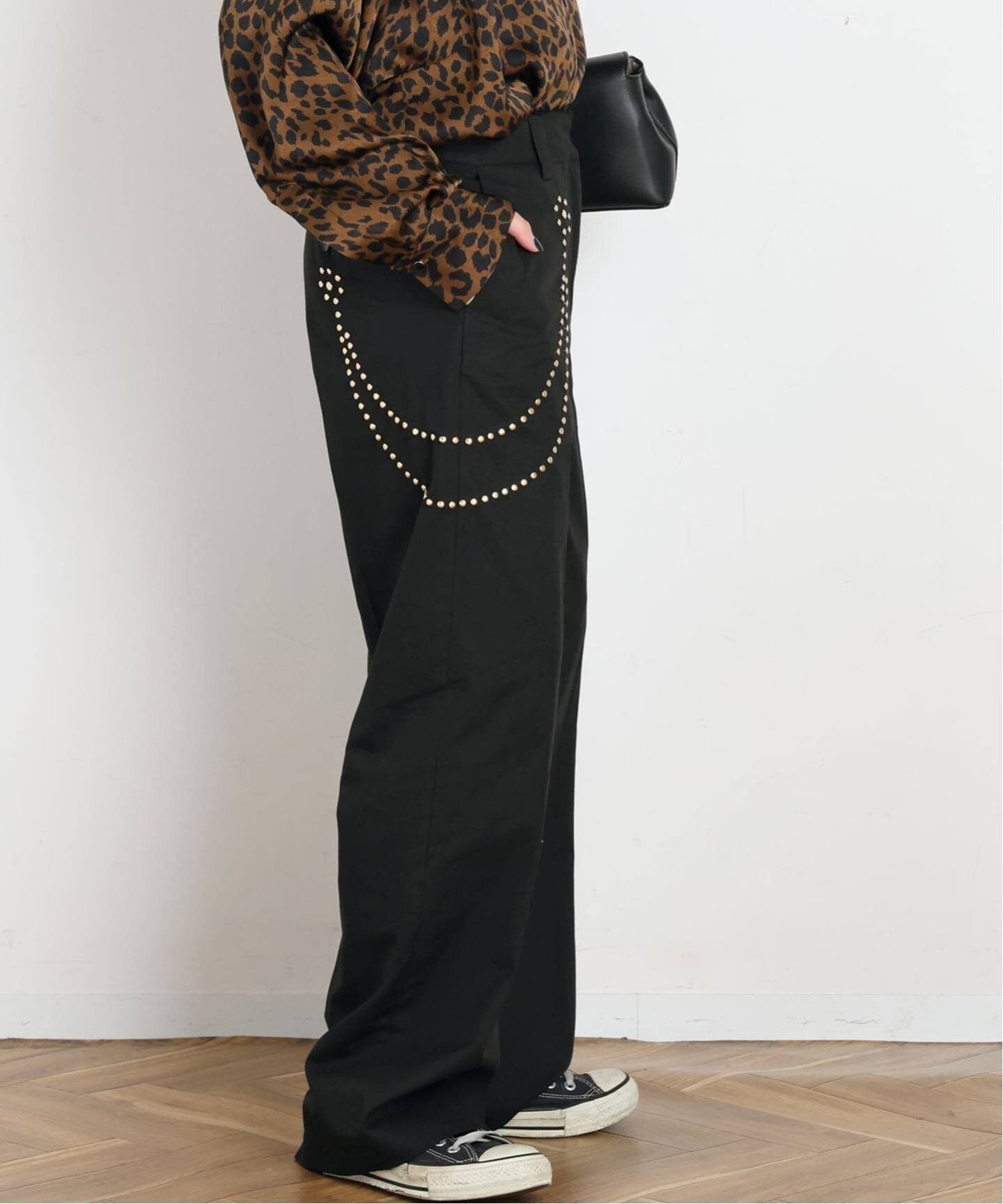 【ARCHIVE STANCE/アーカイブスタンス】chain studs skater pants エーピーストゥディオ パンツ その他のパンツ ブラック