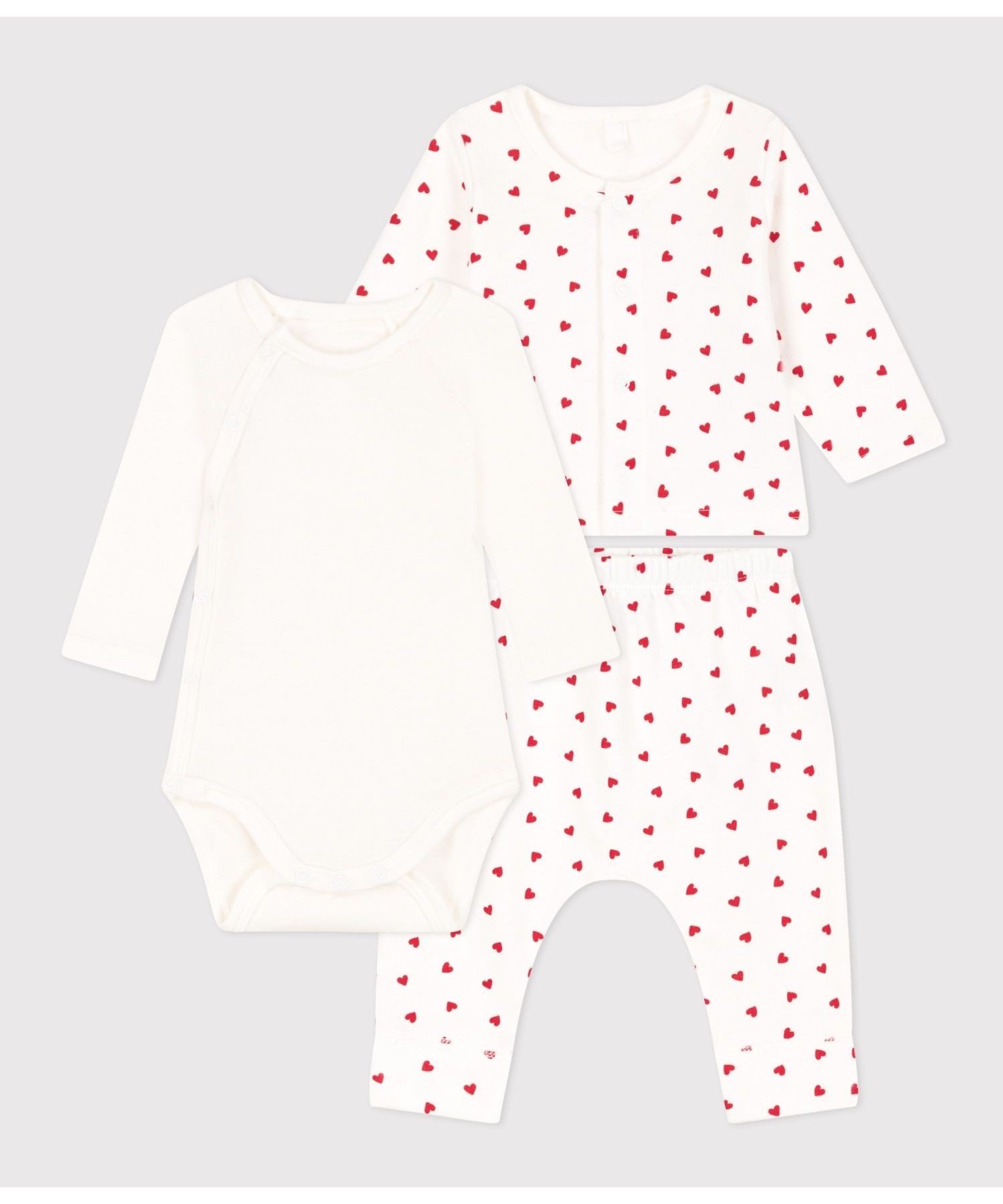 プチバトー ベビー服 男の子 【SALE／30%OFF】PETIT BATEAU プリント3点セット プチバトー マタニティウェア・ベビー用品 ロンパース・カバーオール ホワイト【送料無料】