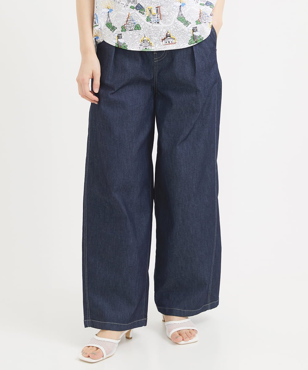 （小さいサイズ） [セットアップ対応]ハイウエスト6ozデニムパンツ メゾンドゥサンク パンツ その他のパンツ ネイビー ブルー