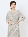 【SALE/49%OFF】m.f.editorial 【24AW】 プリント キーネック 7分袖プルオーバーブラウス レディース シャツ トップス ブラウス イ...