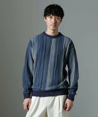 【SALE/50%OFF】NANO universe ジャガードヴィンテージライクニット ナノユニバース トップス ニット ブルー ベージュ ブラック ブラウン