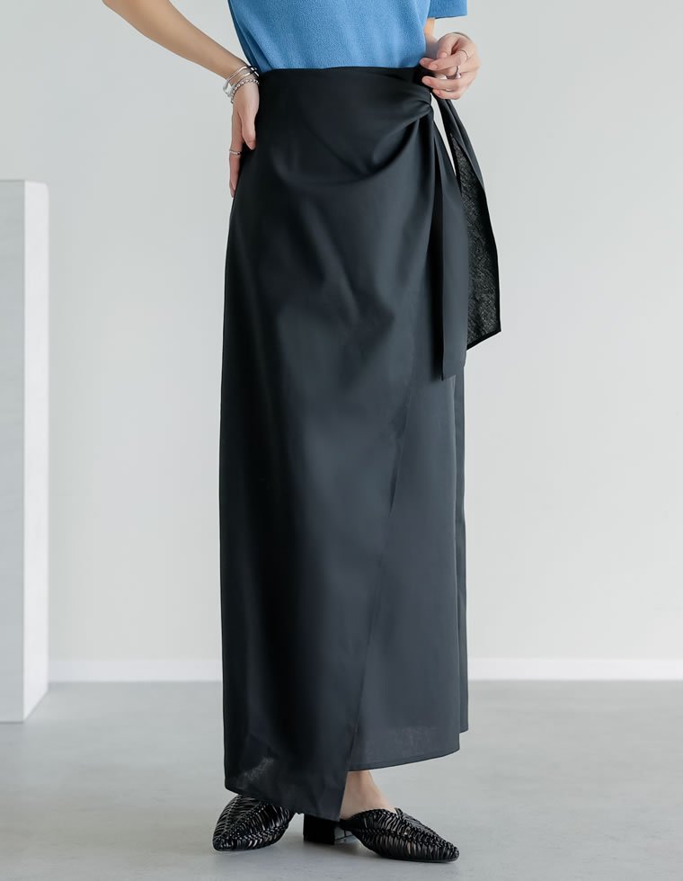 【SALE／15%OFF】Re:EDIT コットンリネンラップ風スカート リエディ スカート ロング・マキシスカート ブルー ベージュ ホワイト ブラック【送料無料】 stylife-15087786 Rakuten Fashion パッケージ画像